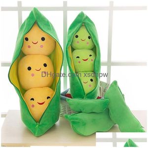 Stuffed Plush Animals Pea Pod P Toy Cute Bean Shape Slee Pillow Creative Holiday Gift Can Be Cleaned Disassembled Filled Plant Dol Otvan
