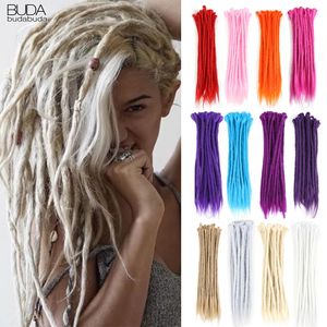 Dreadlocks fatti a mano da 20 pollici Trecce Estensioni dei capelli per uomo 10 fili Intrecciatura sintetica all'uncinetto Capelli Ombre per le donne Blu Rosso 240226