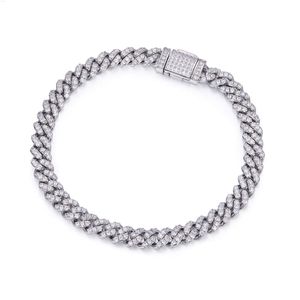 S925 Sterling Silver Chain for Men 6mm Wide High Quality Silver 925 Jewelry Cuban Moissanite Mens Armband