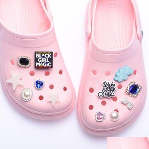 Sko delar tillbehör charms smycken passar för clog sandaler dekoration flickor kvinnor fest gynnar födelsedagspresenter släpp leveransskor dhkc2