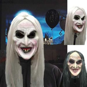 Designer Masks Halloween Witch Face Cover Old Woman Witch Head Cover Latex Old Witch Face Cover With Hair Scary Witch Costume Dress Up Props