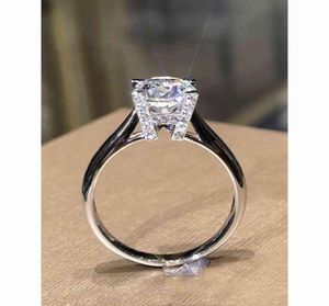 925 Sterling Silver 1CT luksus moissanite Ring Creative Design 4 Claws Wedding Party Anniversary Pierścień HW English Alphabet8759716