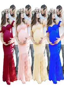 Maternity039s Abbigliamento Estate Donna039s Scollo in pizzo Pografia Volare Abiti con maniche volanti Moda Mamma Vestiti Pregnan8307126