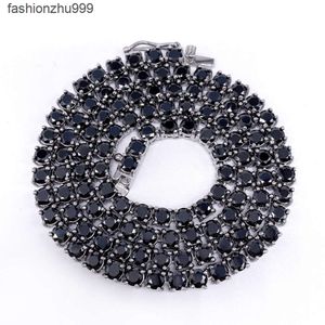 Blues OEM Schmuck Großhandel Hip Hop 4mm schwarze Zirkon Edelstahl Tenniskette Halskette für Party Juwel