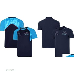 Herrpolos motorcykelkläder F1 Team Training Jersey Racing Driver Blue T-shirt forma 1 fläktskjorta Summer Extreme Sports Lover Dreable Anpassningsbar H1IA