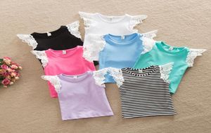Whole baby girls Lace bubble sleeve shirts infant toddler tank top Tshirt kids babies summer clothing1277416