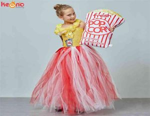 Circus Popcorn Girl Tutu Dress Carnival Birthday Party Wedding Flower Sequin Ball Gown Costume Kids Pop Corn Food Tulle Dress 21049861513