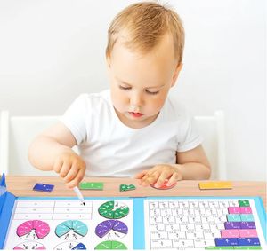 Bambini Frazione magnetica Apprendimento Giocattoli matematici Set di libri di frazione in legno Sussidi didattici parrocchiali Giocattoli educativi per l'apprendimento aritmetico