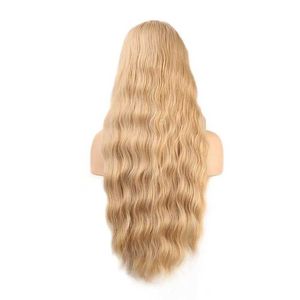 Hair Wigs Blonde Body Wavy Wigs with Heat Fiber Wigs Middle Part Full Machine Made Synthetic Wig for Daily Makeup Wear 24 Inch 240306
