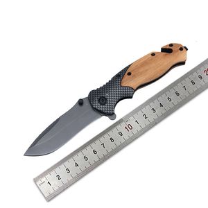 Utomhus självförsvar titanpläterat kolfiberstål trähandtag x50 vildmark överlevnad multifunktionell vikning kniv 671577