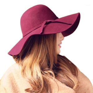 Fashion Fedoras Women Autumn Lato Lady Sun Hat Solid Beach Sun Hat Kobiety swobodne fale duże brzegi słoneczne fedoras1223J