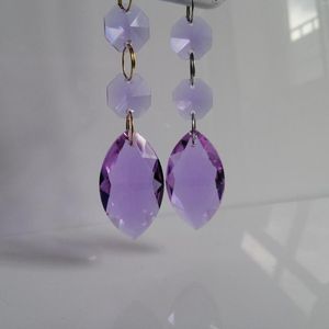 Kryształowa kamera 2pcs Ligth Purple 38 mm wisienki w kształcie oka w/14 mm ośmiokąt