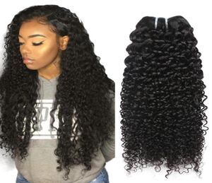 Indian Kinky Curly Virgin Hair Bundles Hela obearbetade lockiga mänskliga hårförlängningar Naturlig färg Kinky Curly Human Hair Weav86084636840