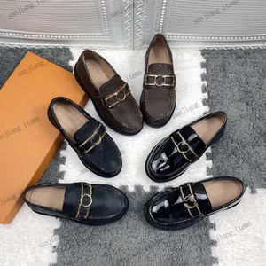 Çocuklar Vintage Patent Deri Loafers Ayakkabı Çember Logo Sandal Akademi Erkek Sandal Slaytlar Düğün Partisi Resmi Deri Çocuklar Mocassin Flats Oxfords Ayakkabı