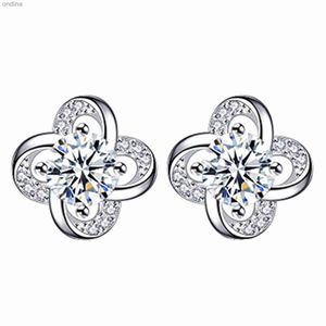 Orecchini a bottone con design coreano trifoglio per donne ragazze brillanti diamanti bling cristallo amore geometria fascino orecchini orecchini anelli gioielli 240306