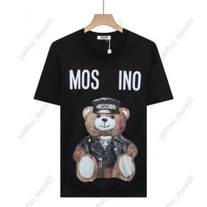 2024 Spring/Summer Moschinoes Women T Shirt Teddy Bear Ręcznie narysowany szkic wydruk luźne dopasowanie koszulka z krótkim rękawem unisex z krótkim rękawem