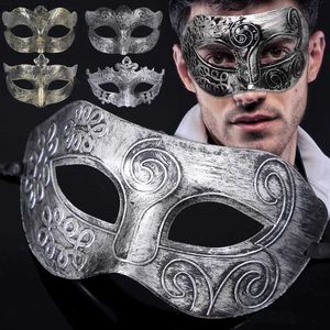 Máscaras de desenhista Halloween Party Máscara Metal Metade Face Facepiece Roma Homens Cavaleiro Máscaras Retro Gótico Esculpido Senhora Moda Role Playing Costume Props