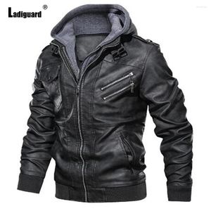 Men's Jackets 204 European Style Fashion Pu Leather Plus Size Mens Hooded Coats Winter Warm Jacket Zipper Pocket Tops Outerwear