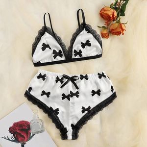 Conjuntos de sutiãs mulheres rendas mancha sutiã shorts duas peças pijamas sexy sleepwear roupa interior calcinha ternos lingerie lenceria sexys para mujer