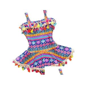 One-Pieces 2-8Y Baby Girl Swimwear One Piece Swim Suit Print Summer Korean Style Children Swimsuit Kids Bathing Suits Girls Drop Deliv Dhzva