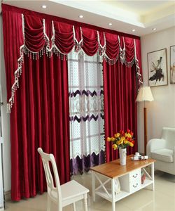 Cortinas da Borgonha de estilo americano para a sala de estar em cortina de veludo italiana El Janela do quarto Pelmet Flanela Drapes LJ2012242099757