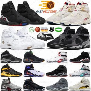 Z skokiem skokowym Man 8 8s Playoff Buesball Buty Mens Aqua Chrome South Beach Black Grey Gre Flight Trophy Raid Trainsmoke Samurai Treners Women Men SPORTS Sneaker