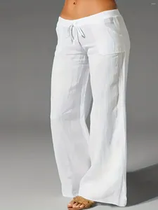パンツプラスサイズの綿とリネンポケット女性のカジュアルなスリミング