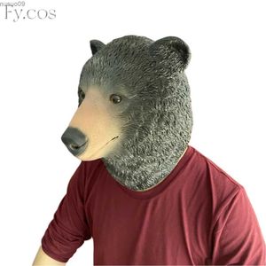 Designer Masks Bear Mask Mascara Latex Full Face Enhance Masquerade Cosplay Rave Funny Animal Head Cover Horror Disguise Men Halloween Costume