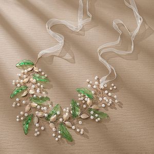 Perle di cristallo a foglia verde rina di rosa a forma di sposa per la sposa della sposa perle di perla di rinestina vite per donne e ragazze