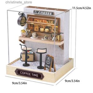 Arkitektur/DIY House Coffee Shop Doll House Mini Doll House Diy Small House Kit Making Room Toys Home Bedroom Decoration With Furniture W