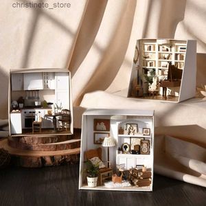 Architettura/Casa fai-da-te Casa delle bambole fai-da-te Case delle bambole in legno Miniature in miniatura con mobili Casa Giocattoli per bambini Regali di compleanno PR01