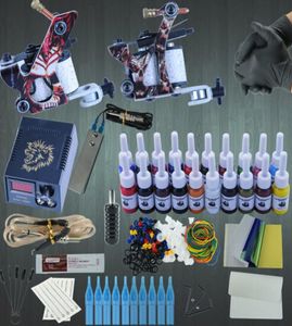 Kit de tatuagem profissional, 2 metralhadoras, 20 tintas coloridas, fonte de alimentação, kits completos de tatuagem, maquiagem permanente, kit de tatuagem profissional se7338043