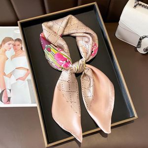 Luxury Silk Square Scarf Women Letters Print 70cm Satin NeckerChief Spring Hair Band Floral Tie Shawl Wraps Multi Styles