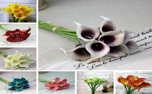 Nya Calla Lilly falska blommor Silkplast Artificial Lily Bouquets för brudbröllop Bukett Hemdekoration Fake Flowers 8 Color7787313