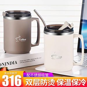 Mugs 316 Stainless Steel Mug Double Deck Household 304 Creative Tea Cup Office Coffee Drinking Gift