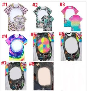 Leopard Print Sublimation Bleached Shirts Heat Transfer Blank Bleach Shirt Bleached Polyester TShirts US Men Women Custom TShirt4215401