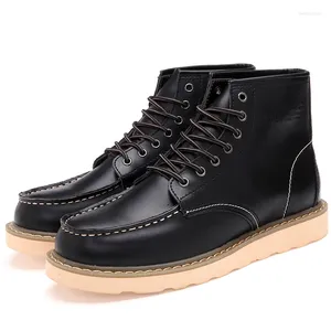 Botas masculinas cowboy couro genuíno inverno quente pele de pelúcia moda artesanal à prova dwaterproof água tornozelo não-deslizamento alta superior sapatos de trabalho