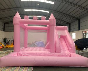 Atacado 3 em 1 aluguel ao ar livre inflável casa de salto branco castelo bouncy slide casamento bouncer salto castelos jumper com piscina de bolinhas para crianças com