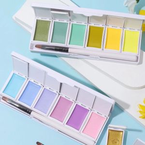 6 In 1 Solid Cream Gel Polish Palette With Nail Brush 30g Mud Pudding Painting Spring Summer Color For Art Design 240229