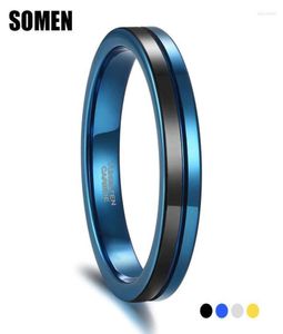 Wedding Rings Somen L 4mm Blue amp Black Color Tungsten Ring For Men Bands Female Engagement Womens Jewelry Bague FemmeWeddingWe1947379