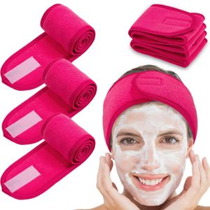 4 pacotes spa bandana cabeça envoltório terry pano ajustável bandanas chuveiro hairband toalha estiramento para banho compõem yoga esporte 240226