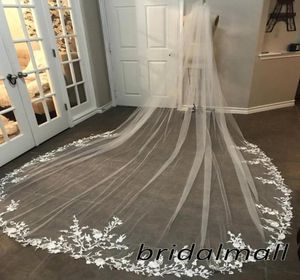 3M Long Veil Lace Appliqued Cathedral Length Appliqued White Ivory Wedding Veil Bride Veils Bridal Hair With Comb In stock2892676