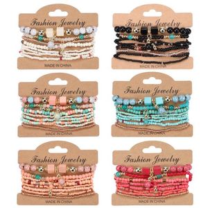 8pcs set Bohemian Handmade Beads Bracelet Set For Women Summer Colorful Beaded Chain Bangle Girls Boho Jewelry Accessories