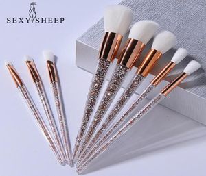 SexySheep 8 PCS Glitter Diamond Crystal Handle Makeup Borstes Set Powder Foundation Eyebrow Face Make Up Brush Cosmetic Foundati 26880135