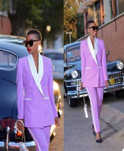 Purple Bridal Women Pants Suits White Shawl Lapel Mother of the Bride Suits Slim Fit Evening Party Prom Tuxedos 2 pieces8351730