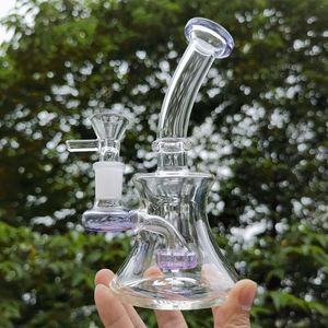 Bong in vetro blu viola Bubbler Piccoli tubi ad acqua diffusa Recycler Oil Dab Rigs con banger o ciotola da 14 mm