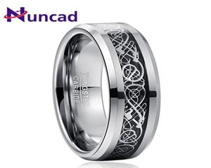 Wedding Rings Nuncad Black Carbon Fiber Dragon Tungsten Steel Ring Comfort Fit Full Size 712 Engagement Party Female Jewelry5808147