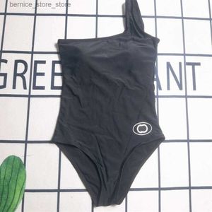 여자 수영복 여름 원피스 비키니 디자이너 패션 레터 인쇄 높은 허리 비키니 럭셔리 단색 해변 수영복 Q240306