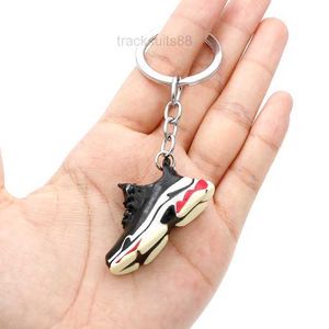 Mini Keychains Lanyards Emation 3D Basketball Shoes Three Nsional Model Keychain Sneakers Couple Souvenir Mobile Phone Key Pendant D ba T26