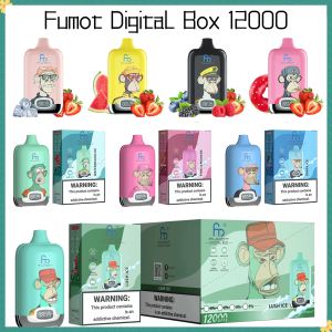 Fumot originale Digital Box 12000 puff Sigarette E monouso Penna Vape con controllo del flusso d'aria Batteria ricaricabile 850mAh 12K sbuffi Bobina a rete Pod preriempito da 20 ml